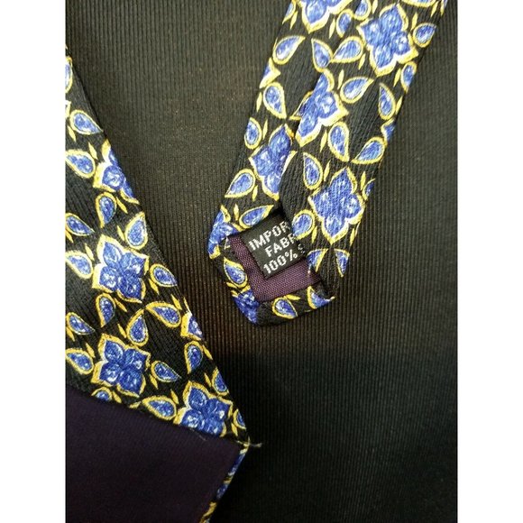 Geoffrey Beene Mens Dress Tie Suit Imported Fabric Made In USA Silk Black Blue - Picture 11 of 12